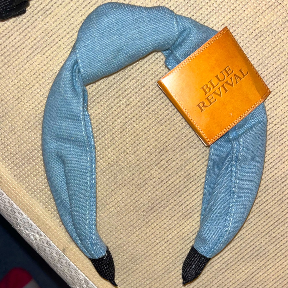 Blue revival got me twisted denim topknot headband